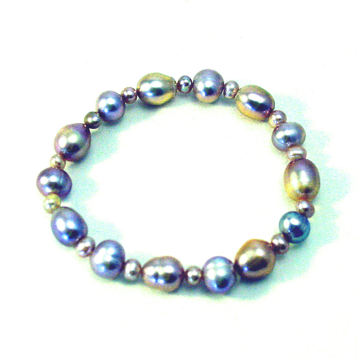 Zoetwater parel armband Blauw Zwart